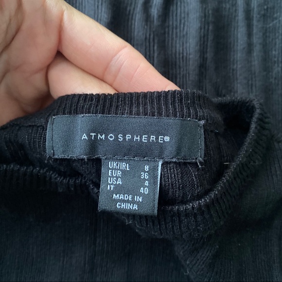 🖤 ATMOSPHERE BLACK RIBBED BAISC CROPPED LONG SLEEVE KNIT TOP! - Picture 5 of 8